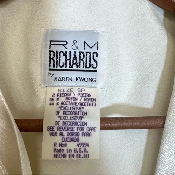 Cream Embroidered Formal Jacket Pearl Button Elegant Blazer 6P - Picture 6 of 6